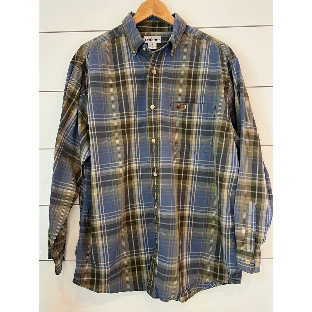 Carhartt Mens Plaid Button Down Shirt Large Long Sleeve Cotton Workwear gorpcore